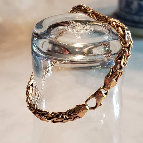 14k Solid Gold Italian Byzantine Bracelet - Picture 2 of 6
